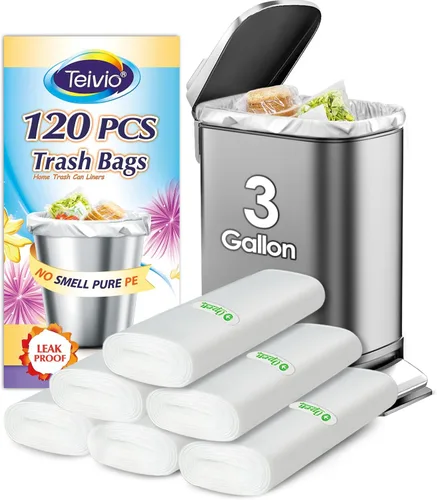 Vista 25 de Teivio - Bolsas de basura medianas de 5 galones, 50 unidades, bolsas de basura para baño, bolsas de plástico para el hogar, oficina, cocina