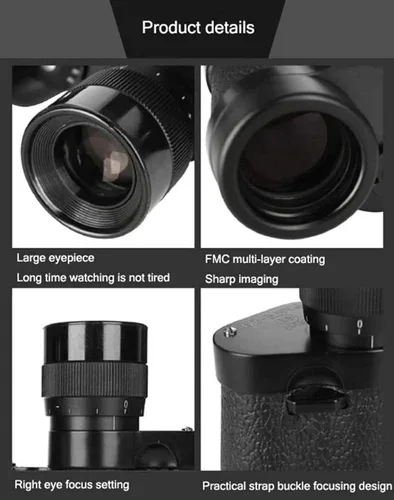 Vista 4 de Telescopio Binoculares para Exteriores Telescopio de Metal Militar HD Alta Potencia Visión Nocturna Profesional Bak4 Prisma Lente Fmc Impermeable
