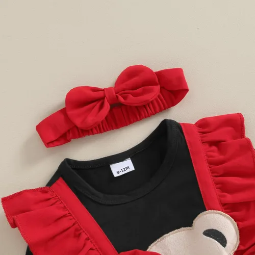 Vista 4 de Trajes de Navidad para niñas pequeñas, vestido de manga larga, falda vintage de encaje de una pieza, vestido de fiesta de terciopelo rojo, vestido