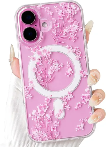 Vista 33 de NITITOP Funda magnética transparente compatible con iPhone 14 Plus/15 Plus, compatible con MagSafe lindas flores, hojas florales para mujeres