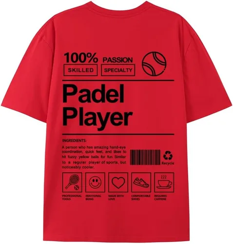 Vista 2 de Camiseta de Padel Player Camiseta de manga corta para mujer y hombre, cuello redondo, camiseta para todas las estaciones