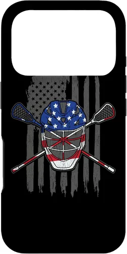 Vista 29 de iPhone 11 bandera estadounidense lacrosse Player Tee Lacrosse Portero caso