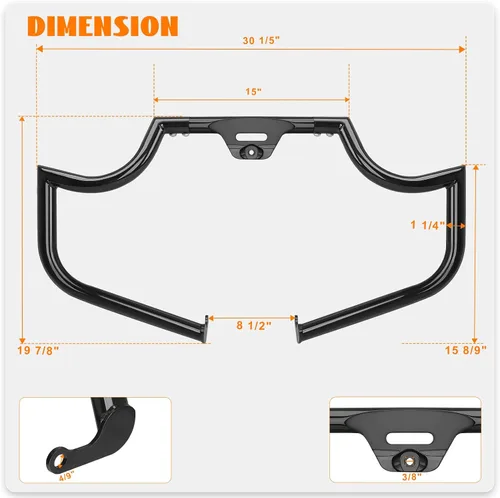 Vista 3 de protector para motor, barras de choque Highway delanteras para Softail Standard, Slim, Sport Glide, Street Bob, Fat Boy, Fat Bob, Low Rider