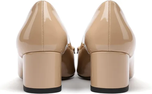 Vista 6 de Eldof Tacones de bloque para mujer, puntera puntiaguda, tacón bajo y grueso, zapatos de vestir clásicos de tacón bajo para oficina, boda, trabajo