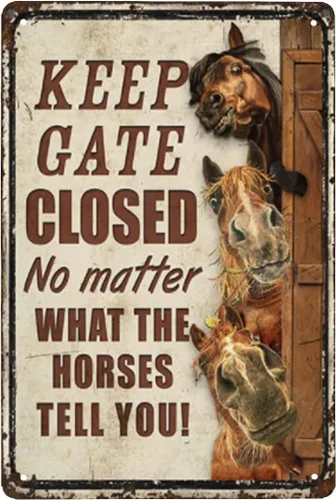 Vista 7 de Letrero de metal con texto en inglés "Keep Gate Closed" de Alpaca Farm Keep Gate Closed, divertido letrero de precaución de metal para valla