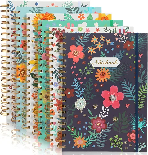 Vista 9 de Coopay Paquete de 12 cuadernos en espiral A5 para mujeres, cuadernos de composición con rayas universitarias, diario en espiral de tapa dura, lindo