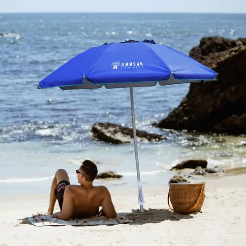 Vista 3 de Ammsun 2017 Sombrilla de playa plegable de 6 pies con bolso de transporte portátil, con revestimiento de plata en el interior, FPS 50+