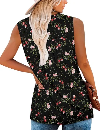 Vista 4 de Camisetas sin mangas para mujer y camisetas florales de verano de manga corta