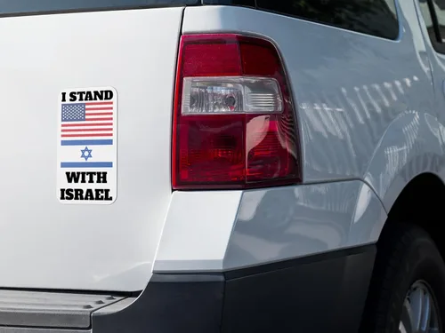 Vista 7 de Adhesivo de bandera de Estados Unidos con bandera de Israel, varios tamaños, para uso en interiores y exteriores, AWPS141 (4 x 2.25 pulgadas)
