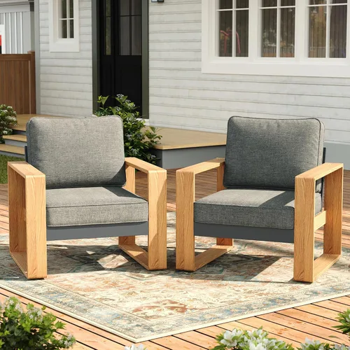 Vista 28 de Juego de muebles de exterior de aluminio de gran tamaño de 5 Gris claro