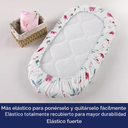 Vista 4 de Sábanas ajustadas de moisés de Soarwg Kids, sábanas de moisés para bebé niña, sábana de moisés de ajuste neutro para colchón rectangular, redondo