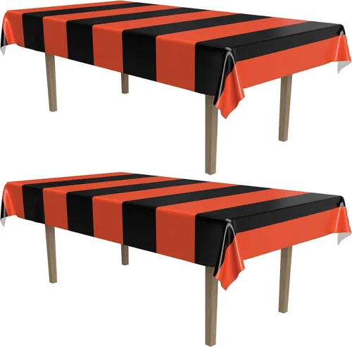 Vista 19 de Beistle Mantel de casa embrujada, 54 x 108 pulgadas, 2 piezas, mantel de plástico, mantel rectangular, mantel de Halloween, mantel de vacaciones