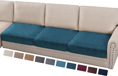 Vista 57 de PrinceDeco Fundas de cojín para sofá, funda elástica y lavable, funda de cojín ajustable de tela de terciopelo antideslizante, protector de muebles