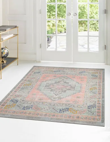 Vista 37 de Unique Loom Whitney Collection - Alfombra rectangular de 2 pies 2 pulgadas x 3 pies 1 pulgadas, color azul francés/beige)