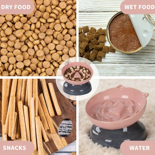 Vista 9 de Cuenco de cerámica para gatos de alimentación lenta Rosa