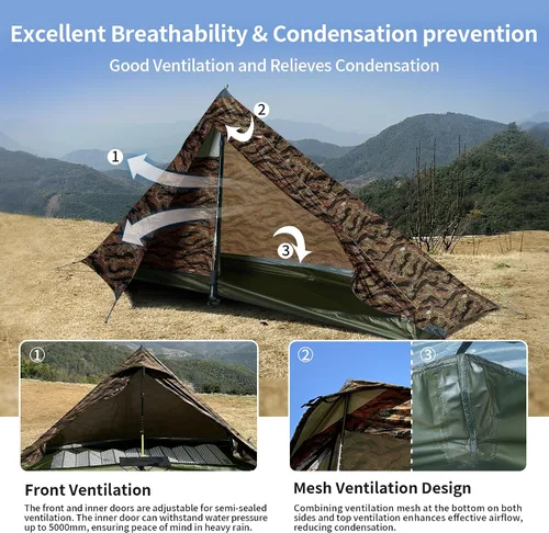 Vista 3 de Camping Tent, Easy Setup, 1-2-8-10 Person Waterproof and Portable Tent for Camping Hiking Outdoor