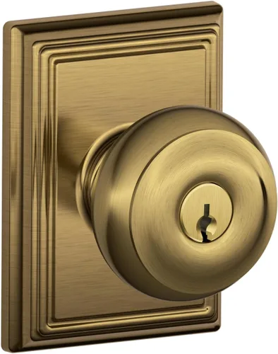 Vista 109 de SCHLAGE F10 GEO 716 Pomo de Puerta Georgiano, Cerradura de Paso para Pasillo y Armario, Bronce Envejecido (Paquete de 4)