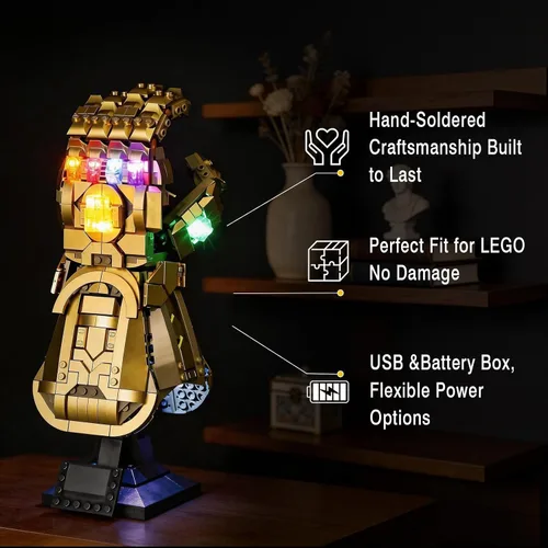 Vista 5 de Vaodest Luz LED para Lego 76191 Marvel Infinity Guantelete Set 76191 Juego de guanteletes Infinity