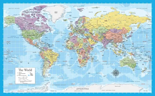 Vista 9 de Póster laminado de mapa del mundo, gráfico de pared, mapa de la Tierra, 18 x 29 pulgadas (negro)