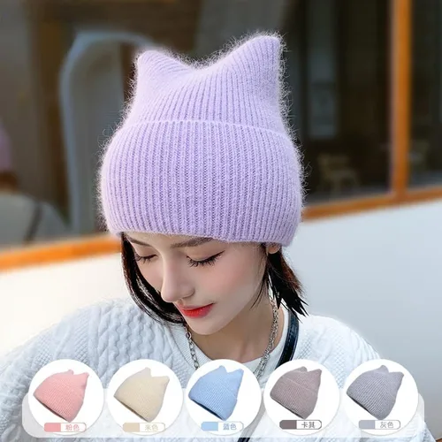 Vista 5 de Gorro de gato con orejas para mujer, gorros holgados para mujer, accesorios de grunge, sombreros lindos