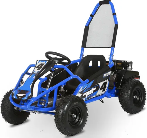 Vista 6 de MotoTec Mud Go Kart - Suspensión completa (98 cc, color azul)
