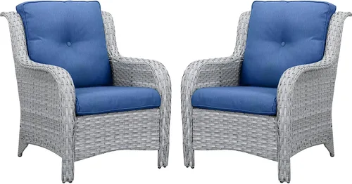 Vista 14 de Belord Mesa auxiliar pequeña para exteriores, mesa de mimbre de vidrio templado, mesa de centro impermeable para patio, mesa auxiliar de ratán
