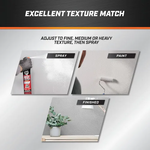 Vista 7 de DAP Spray Texture - Spray de textura de cáscara de naranja a base de aceite 2n1 para pared y techo con boquilla Aim Tech, blanco, 25 onzas