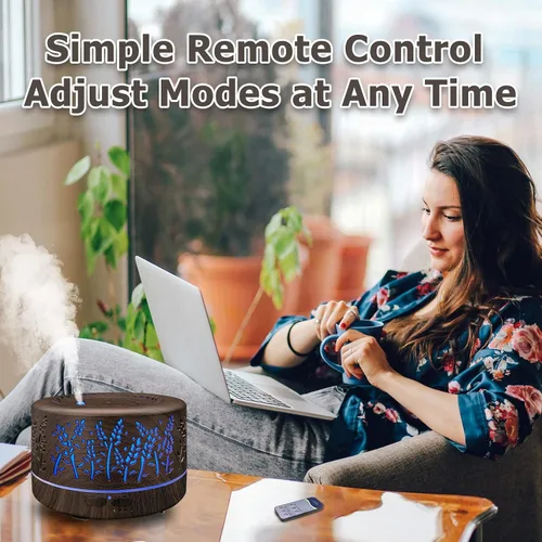 Vista 7 de Difusores para aceites esenciales de 600 ml para habitación grande, difusores de aceites esenciales para el hogar con control remoto, humidificador