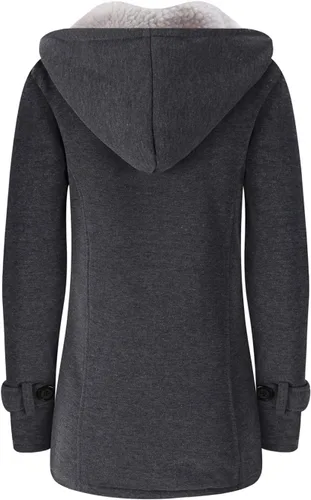 Vista 2 de JiangWu Abrigo grueso de forro polar con capucha para mujer, chaqueta cálida de invierno