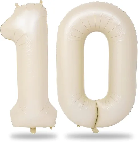 Vista 60 de Globos negros del número 10 para decoraciones de cumpleaños número 10, globos de helio de mylar de lámina de 40 pulgadas negros del número 1 & 0