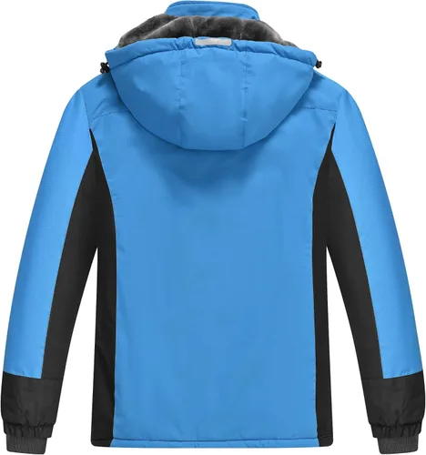 Vista 2 de MoFiz Boys Waterproof Skiing Jacket Kids Hooded Fleece Winter Snowboard Jackets Windproof Warm Outerwear with Zip Pockets