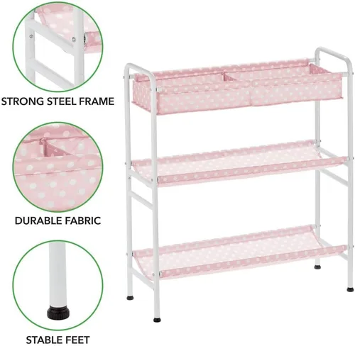 Vista 4 de mDesign Marco de metal de 3 niveles, carrito organizador vertical de almacenamiento de juguetes para dormitorio de niños/niños, sala de juguetes