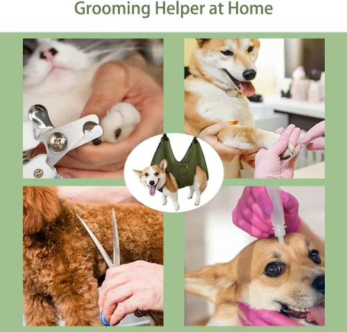 Vista 5 de Mklhgty Hamaca de aseo para perros para recortar uñas y cuidado de oídos/ojos, cabestrillo para aseo con cortaúñas