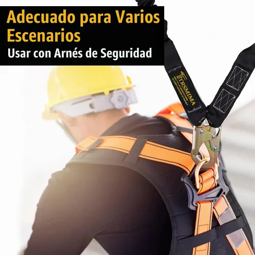 Vista 6 de TRSMIMA Arnés de Seguridad con Cordón Retráctil - Protección contra Caídas Correa para Escalada de Árboles 6 FT Doble Pierna con Absorción