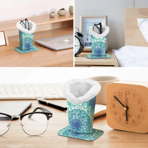 Vista 133 de Fintie Soporte para anteojos forrado de felpa con base magnética, estuche de cuero vegano prémium para lentes