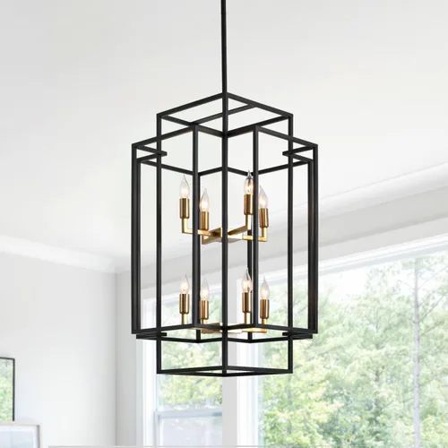 Vista 16 de Lámpara de araña de granja de 16.5 pulgadas, lámpara colgante de techo industrial de 4 luces, accesorios de iluminación modernos para vestíbulo