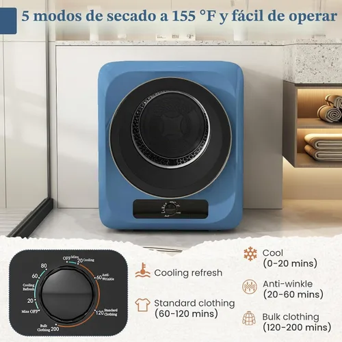 Vista 6 de Auertech Combo de Lavadora y Secadora Portátil, Máquina Lavadora de Doble Tina de 28 Libras, Secadora de Ropa Compacta de 1.5 Pies Cúbicos, Conjunto