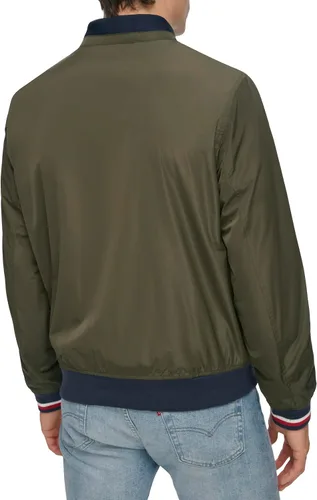 Vista 4 de Tommy Hilfiger Chaqueta bomber ligera Varsity de punto acanalado para hombre Verde militar