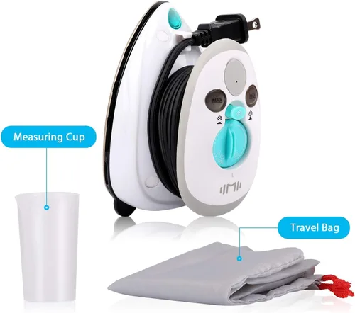 Vista 7 de IIMII Mini plancha de vapor de viaje, potencia de doble voltaje de 420 W, calentamiento rápido, potente vapor, suela antiadherente y diseño
