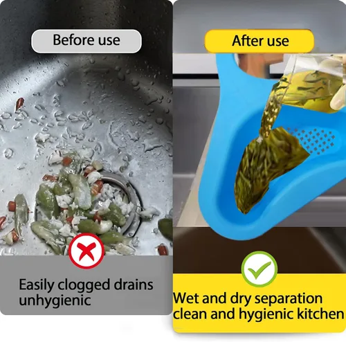 Vista 5 de Cesta de drenaje para fregadero de cocina, cesta de drenaje de cisne para fregadero de cocina, estante escurridor multifuncional triangular, filtro