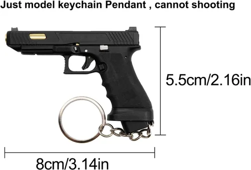 Vista 2 de G34 Mini llavero táctico de metal pequeño llavero colgante colección ornamento regalo para amigos fanáticos del ejército hombres, Negro