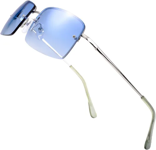 Vista 13 de The Fresh - Lentes de sol minimalistas pequeños rectangulares transparentes - Embalaje exquisito