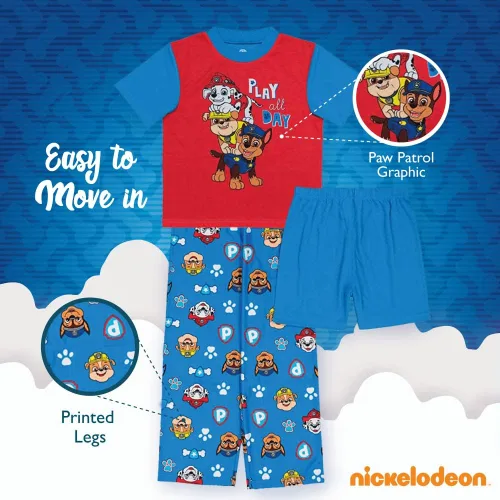 Vista 4 de Nickelodeon Boys Paw Patrol 5-Piece Loose-fit Pajama Set