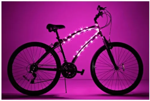 Vista 8 de Brightz CosmicBrightz - Cuerda de luz LED para marco de bicicleta, cuerda de 6.5 pies, funciona con pilas con interruptor de encendido/apagado Rosa