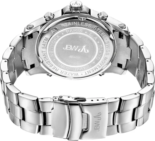 Vista 3 de JBW JB-6213-A "Jet Setter" reloj de oro y diamantes, con cinco zonas horarias, para hombre