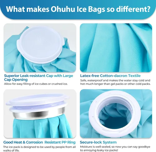 Vista 5 de Bolsas de hielo reutilizables para lesiones: Ohuhu 3 paquetes de hielo frío con 2 bolsas de hielo para agua caliente, terapia fría y caliente