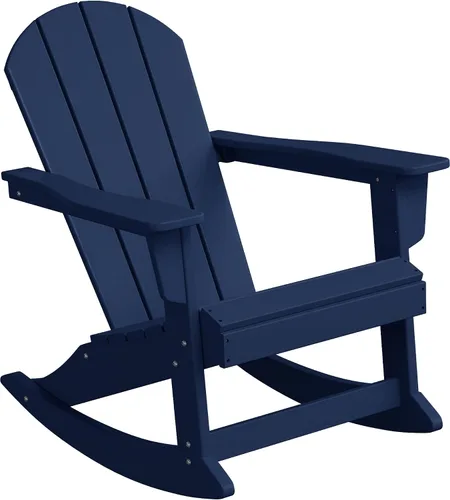 Vista 212 de WestinTrends Silla mecedora Malibu de poliéster para exterior/patio Adirondack, Negra