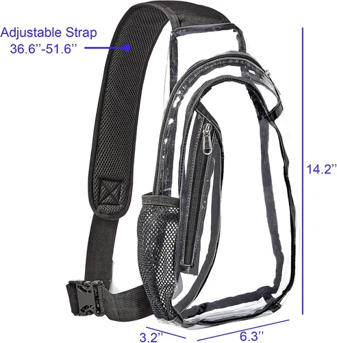 Vista 2 de gdbis Bolso bandolera transparente, pequeño bolso cruzado de PVC aprobado por el estadio, mochila casual transparente para senderismo, estadio