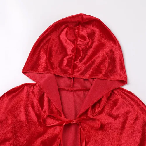 Vista 8 de FYMNSI Disfraz de Halloween de lujo para niñas con capucha roja, capa tradicional, cuento de hadas, disfraz de princesa cosplay