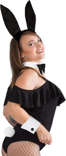 Vista 5 de Conjunto de disfraz de conejo, diadema de orejas de conejo, corbatín, puño y cola kit de accesorios